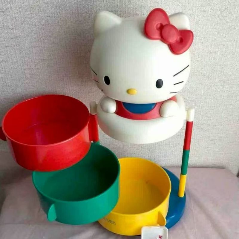 爆款中古三丽鸥HelloKitty旋转收纳可爱猫头KT收纳架推拉一体|undefined