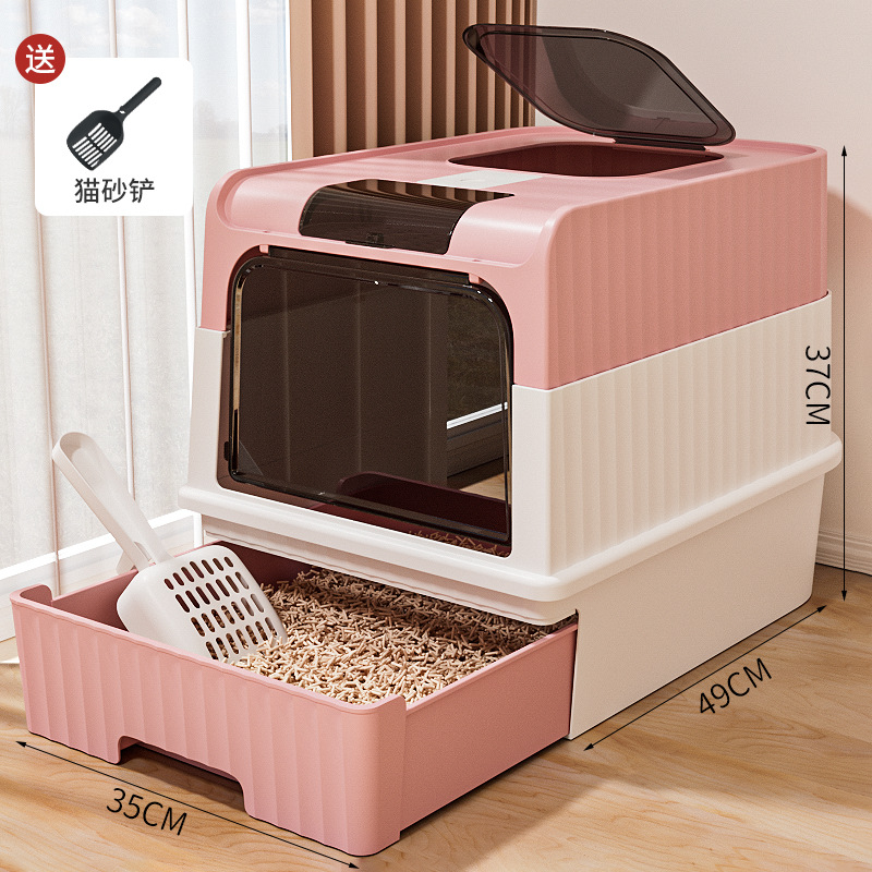 Cajón de arena para gatos super grande totalmente cerrado anti-spillado ultravioleta inodoro para gatos artículos para mascotas de plástico arena para gatos