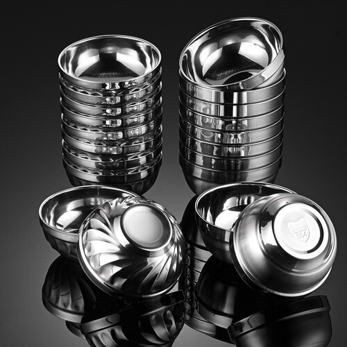 316 stainless steel bowl food grade double-layer insulated platinum bowl children's bowl baby soup bowl canteen rice bowl toddler bowl