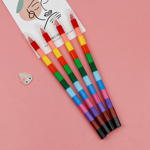 Creative building blocks coloring crayons painting brushes 12 color crayons oil pastels color pens colored student stationery prizes