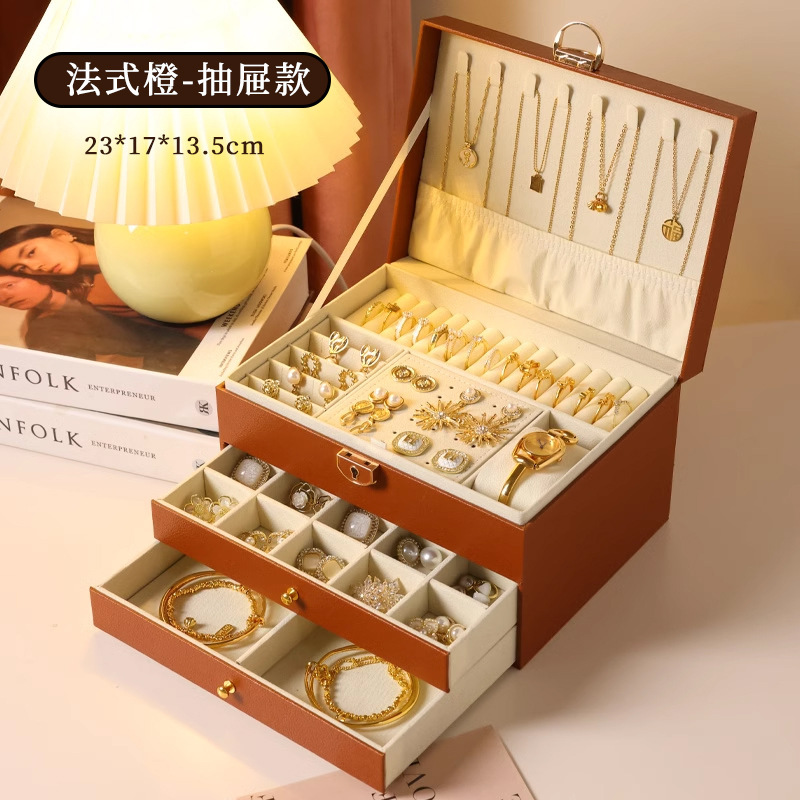 卸売ジュエリーボックス、イヤリング、イヤリング、ネックレス、リング、高級で絶妙な大容量のゴールドジュエリー、ハンドジュエリー収集|undefined