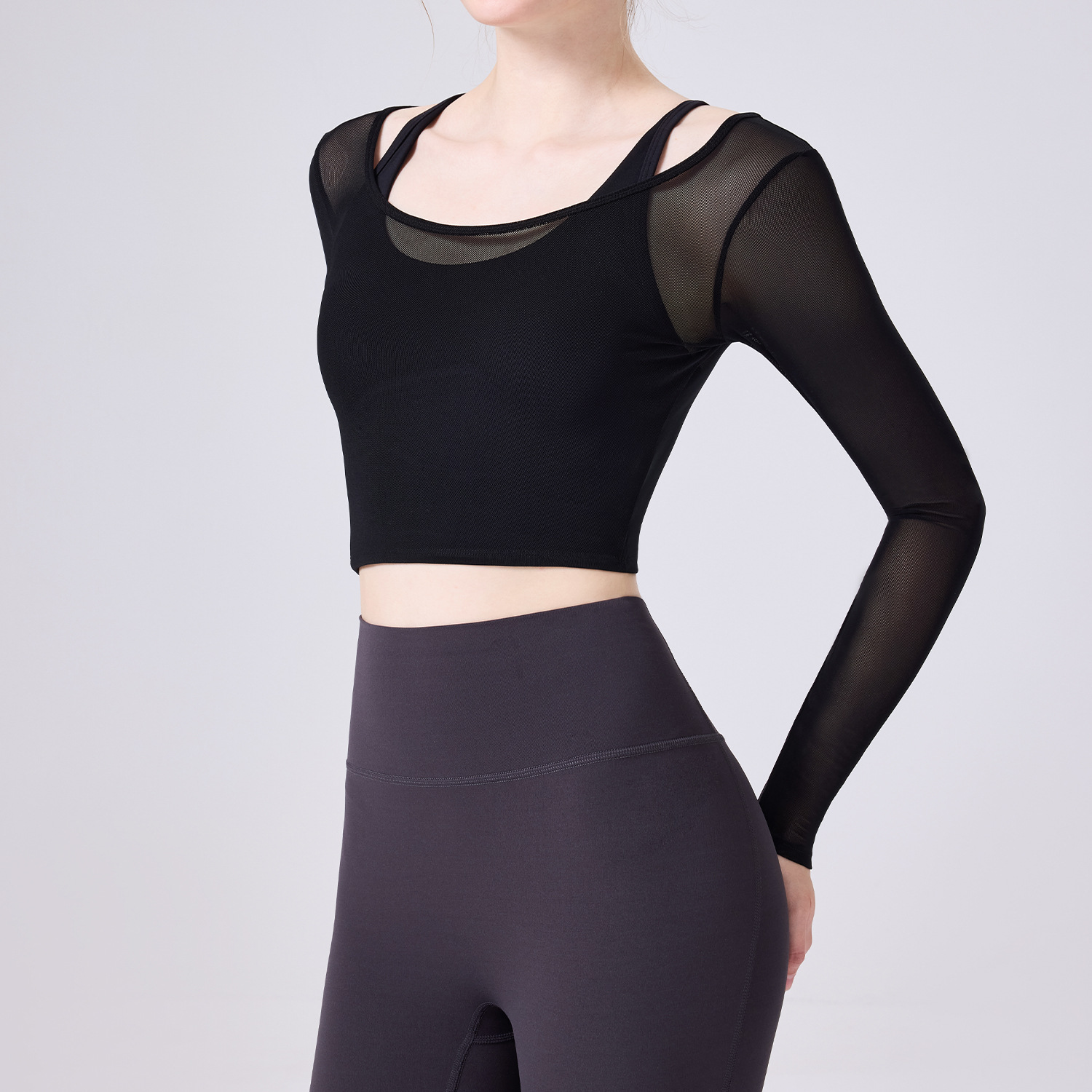 Nuevo V-back fitness chaleco de malla desnudo con cojín de pecho chaleco de yoga de color sólido mujer