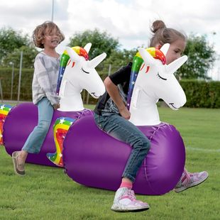 Manufacturer Supplies Inflatable Pvc Outdoor Grass Mount Thickeneded Unicorn Inflatable Jumping Horse Kidsren's Riding Toy