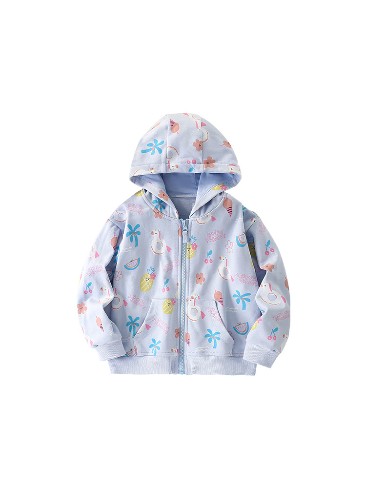 Malwee chaqueta infantil de otoño nuevo estilo europeo y americano de impresión casual para niños con sombrero con cremallera chaqueta de estilo occidental