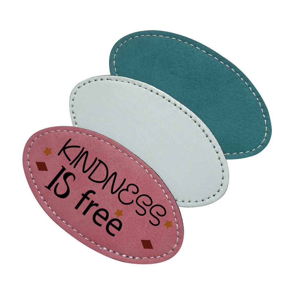 Transferencia térmica de cuero insignia empresa de moda cara personalidad material en blanco al por mayor