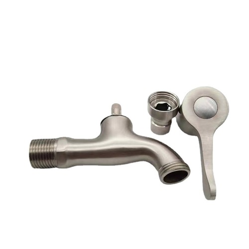 Brushed washing machine faucet imitation 304 stainless steel washing machine faucet 4 points single cold alloy brushed quick opening faucet