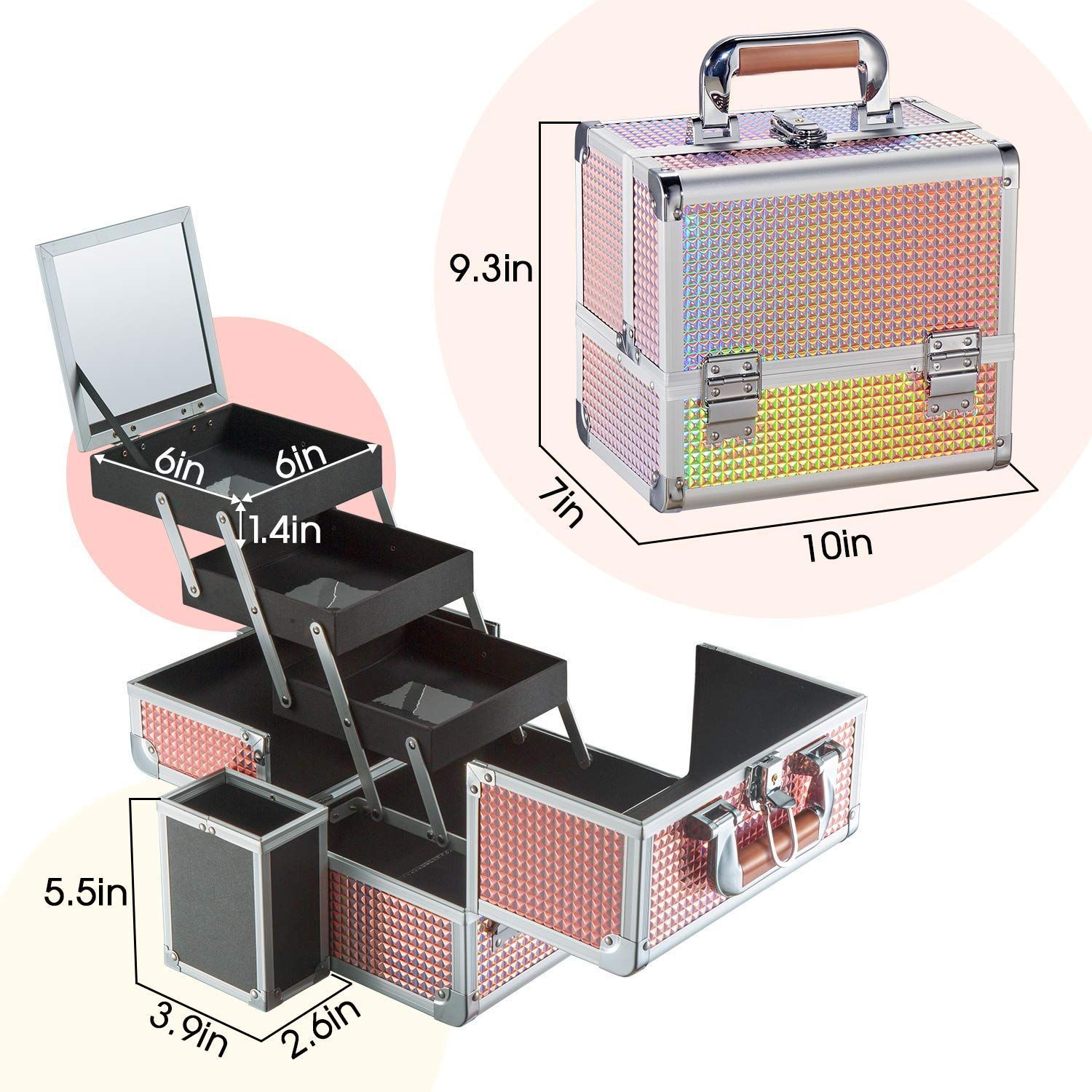 Maletín de Maquillaje Doble Capa Grande de Aleación de Aluminio e Impermeable para Cosméticos image 6