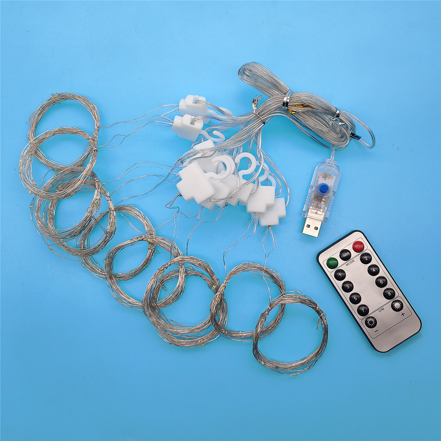 Batería USB lámpara de cable solar LED lámpara de cadena lámpara cortina camping gazebo patio luces de decoración al aire libre control remoto