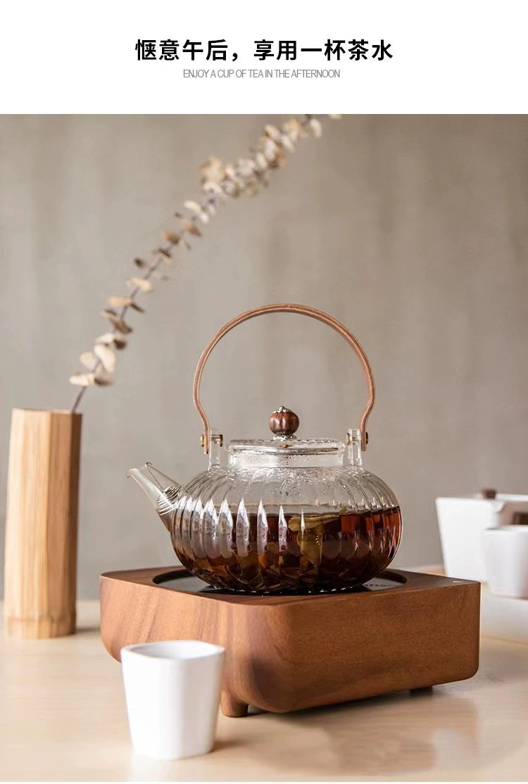 Capacious glass teapot, filter, flavored tea