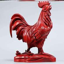 紅花梨木雕金雞擺件實木制十二生肖大公雞工藝品純木質雄雞裝飾品