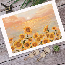 新款向日葵ins钻石贴画手工diy满钻小清新画横版风景画一整套