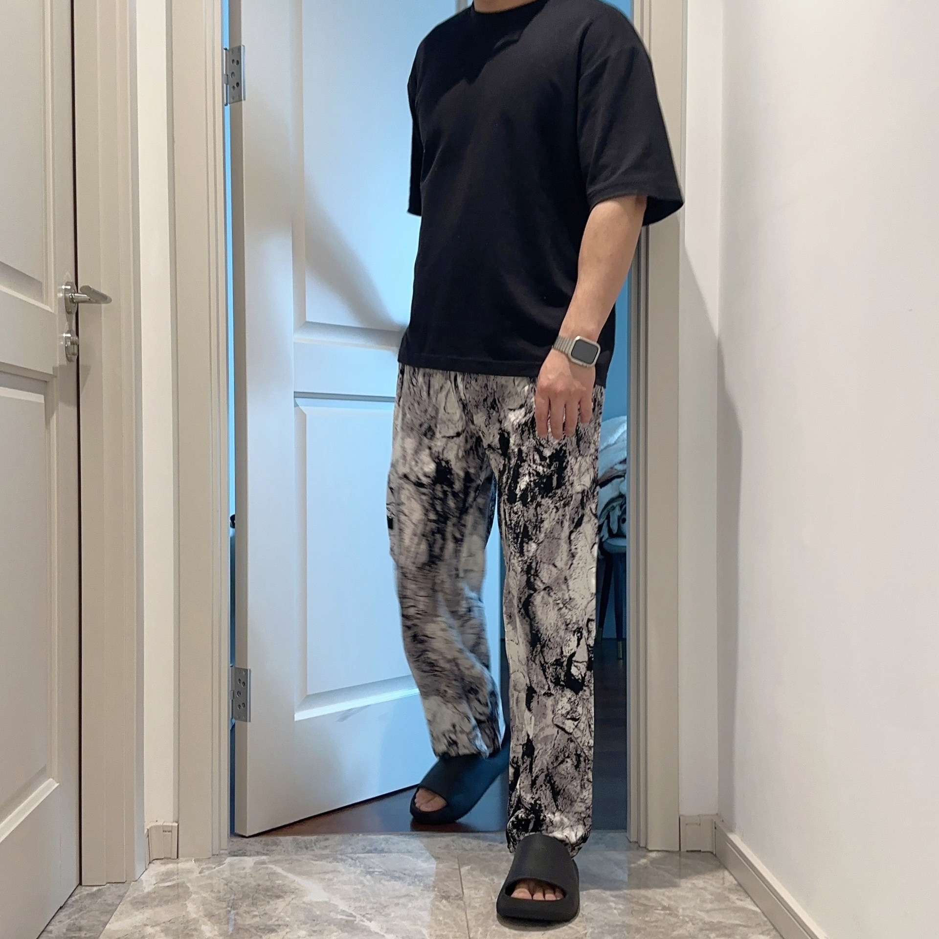 Pantalones casuales para hombre, pantalones harem de algodón y rayón, pantalones de pierna ancha, pantalones para dormir, talla grande, sueltos, transpirables, estilo informal y relajado