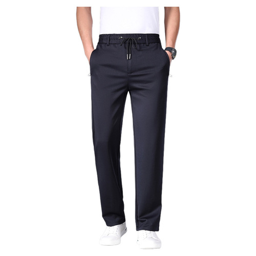 Men's Summer Athletic Pants Loose Straight Leg Mid-Age Men's Thin Version American Style Pants Plus Size Chilly Silk Casual Pants
