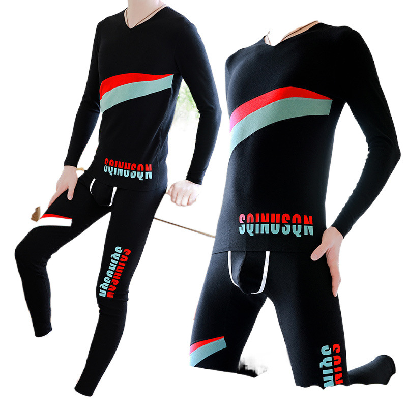 가을겨울 남성용 가을옷과 가을바지, 얇은 보온내의 세트, 트렌디한 남성용 한국판 슬림핏 독일산 벨벳 방한 린넨옷과 남성용 린넨바지