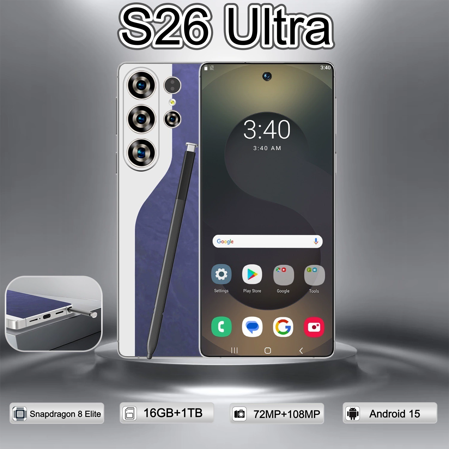 Кугу кроссбордер мобильный телефон S26 Ultra смартфон incell7.3 большой экран 3+64 всё в одном 4G