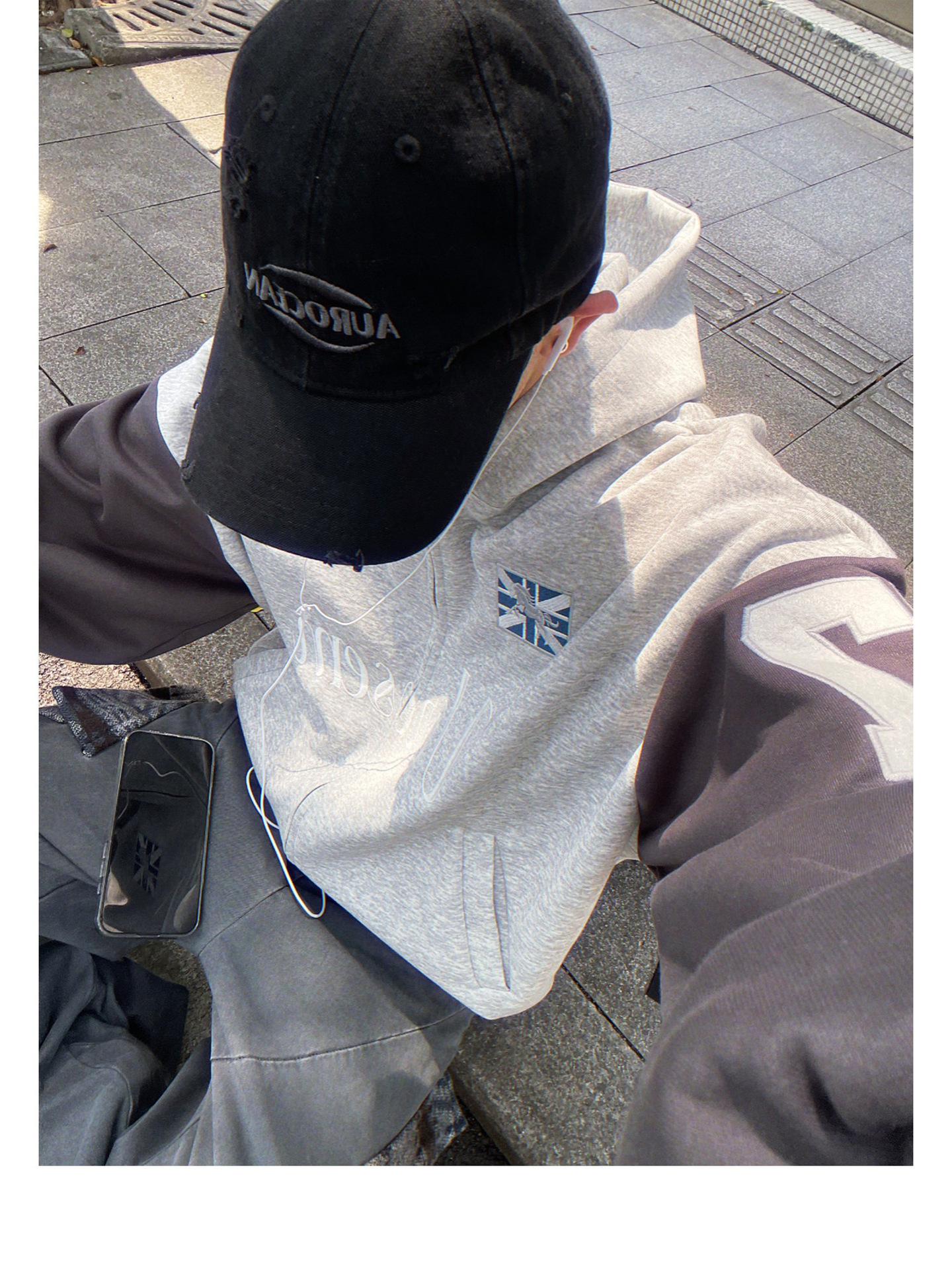 Men's Clothing Unisex Street Style Hooded Cardigan Raglan Sleeve Patchwork Embroidered Loose Casual Top Trendy Versatile Jacket Sweatshirt_viptrois.com