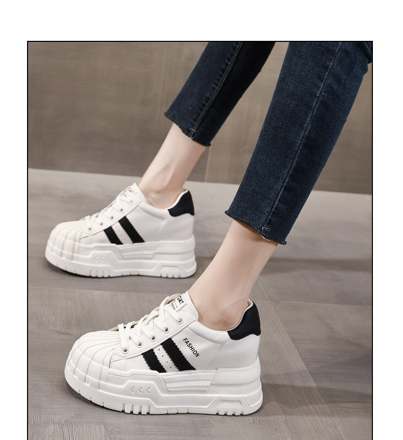 Giày sneaker nữ đế dày độn cao bên trong, phối màu be dễ phối đồ, form chunky thoải mái — Màu be chi tiết 12