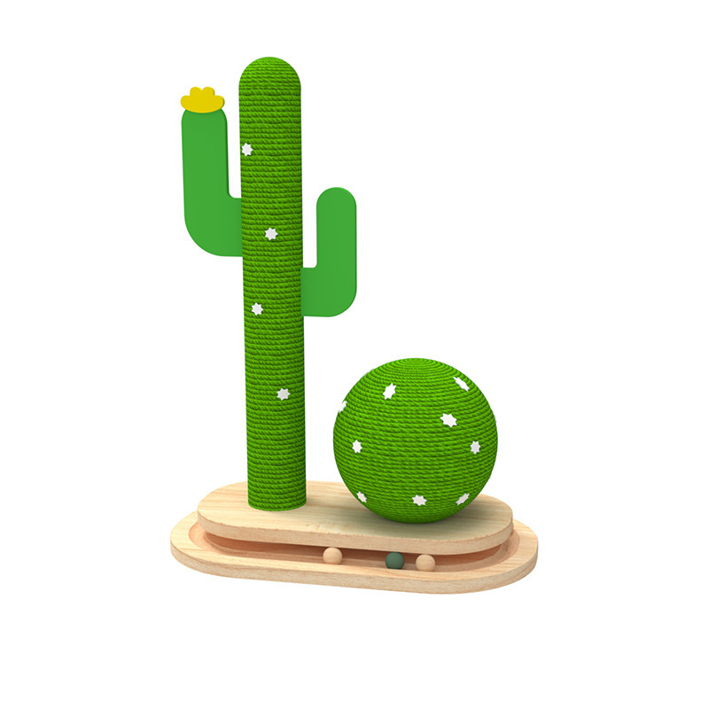 Cactus, gato mascota, juguete, plataforma giratoria, columna de agarre, marco de escalada para gatos resistente al desgaste para gatos de madera maciza