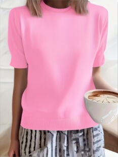 Q 11715 Semi High Neck Ice Silk Knit Top ����Iᘿ���