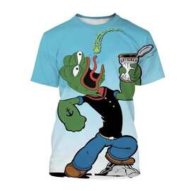 有趣的青蛙图片T恤3d数码打印T恤男装动物感觉坏男人T恤跨境款