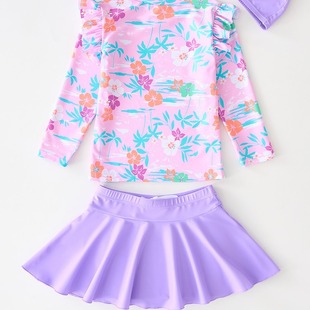 South Korea Han Fan Children's Swimwear Girls' Long-sleeved Split Sun Protection Quick-drying Swimwear Girls' Beach Surf Suit