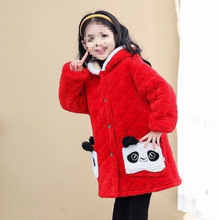 秋冬季新款儿童卡通加绒加厚罩衣男童女童夹棉保暖防脏洋气家居服