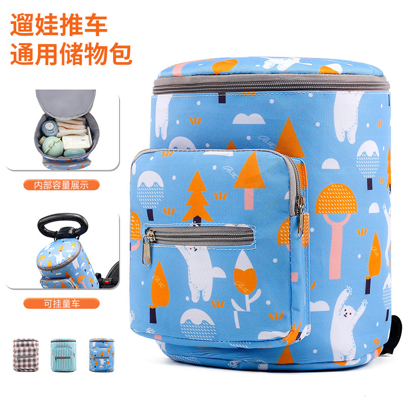 2023 New Large Capacity Baby Stroller Hanging Bag Hand Push Cart Stroller Walker Storage Bag Children Storage Mom Storage Organizer Bag