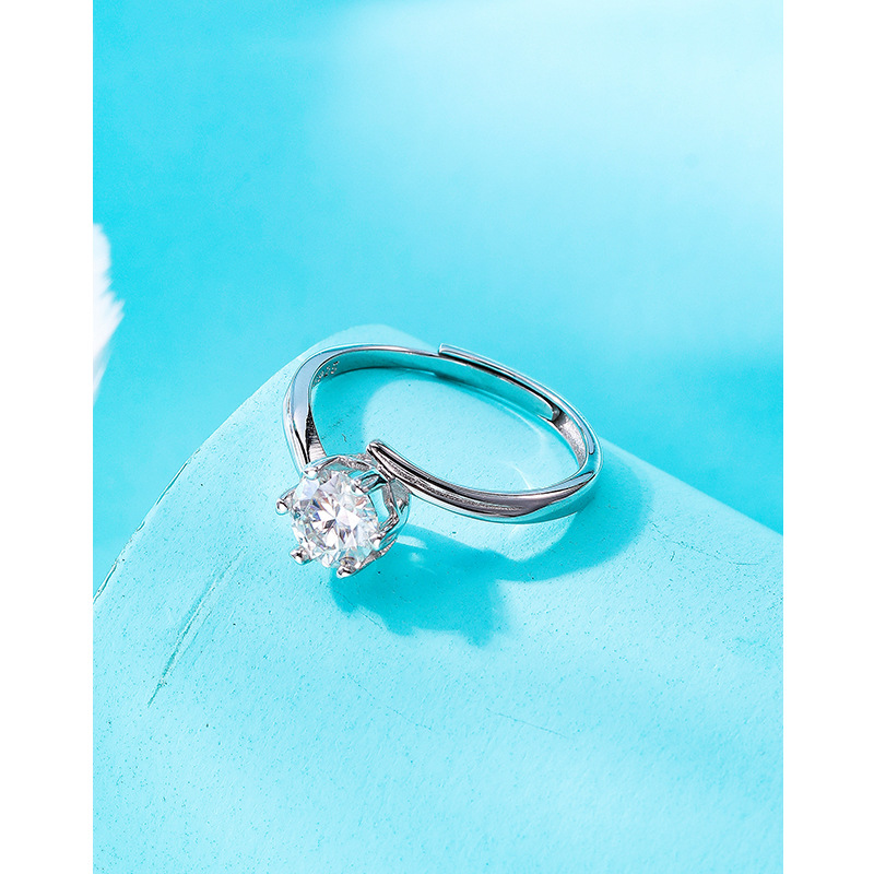 S925 plata esterlina D-color moissanite diamante anillo 1 quilate copo de nieve anillo pareja boda propuesta regalo de cumpleaños para la novia