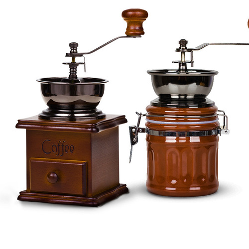 Hand grinding coffee machine hand-cranked retro coffee bean grinder household manual grinder set coarse and fine grinder