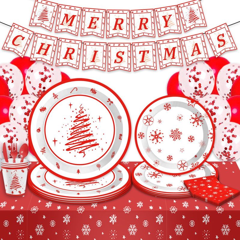 クリスマスの新しいパーティー食器merry christmasテーマ使い捨て用品テーブルクロス紙コップ紙皿|undefined