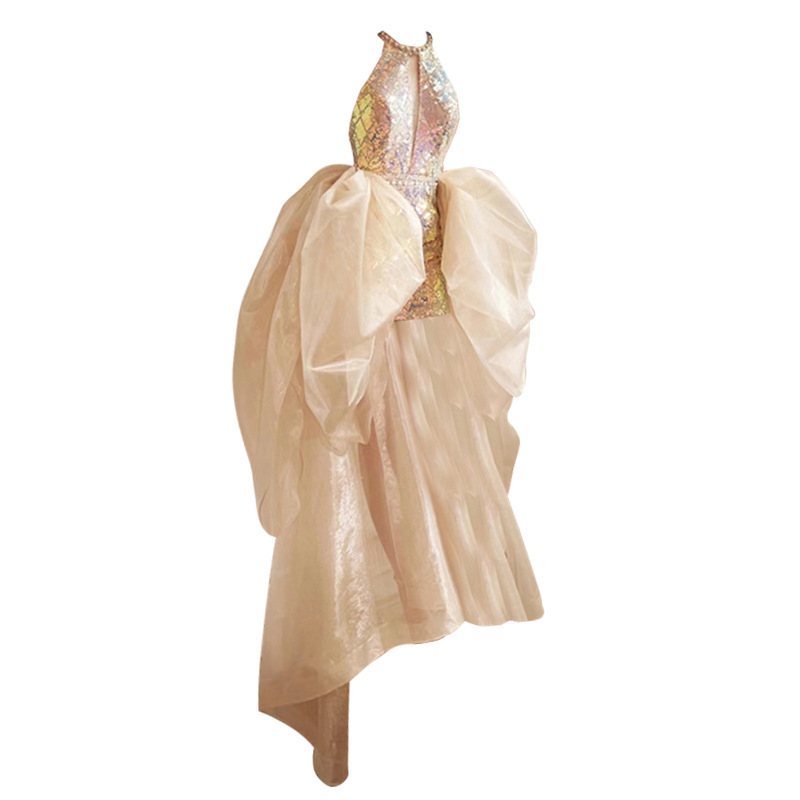 Vestido de pasarela de nuevo estilo 2026, corto por delante y largo por detrás, rosa, para brindis de boda, banquete, actuación, compromiso y boda