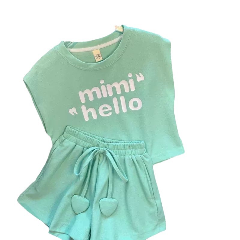 Traje deportivo de las Niñas Ropa de verano 2024 Nuevo estilo occidental pantalones cortos de pierna ancha sin mangas para niños traje de dos piezas de moda para niña