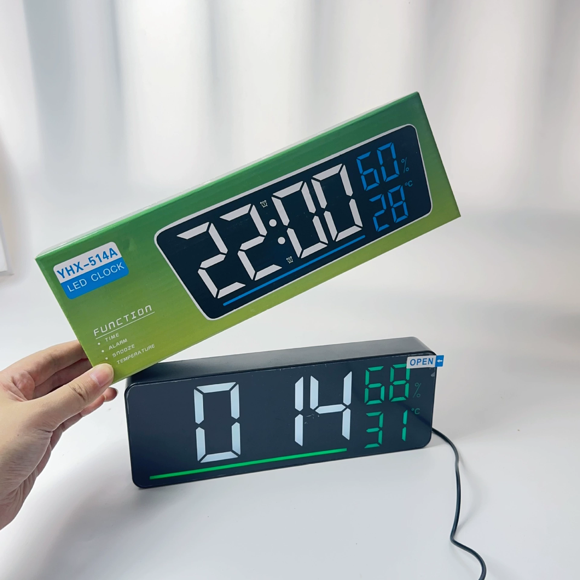 Креативный большой экран светодиодные часы многофункциональный будильник температуры и влажности простой модный настенные часы трансграничный новый продукт