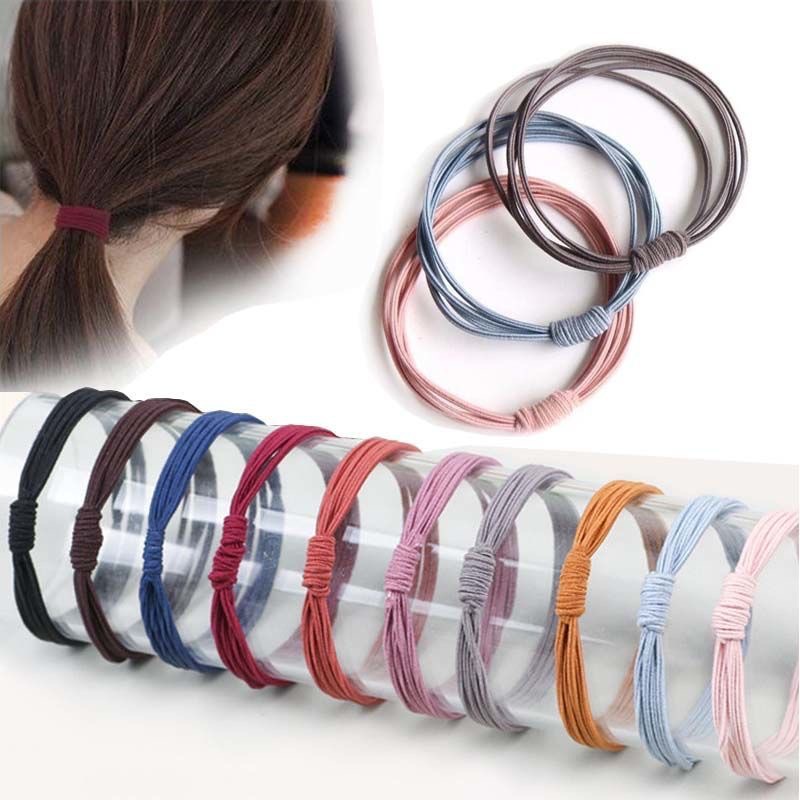 Cintas de goma de alta elasticidad duradera base de cabello negro corda de cabello de cola de caballo corda de cabello no daña bolas de cabello anillo para mujeres