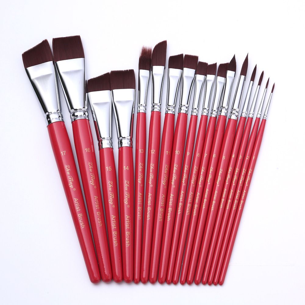 Cepillo especial para pintura facial, pincel, juego de 17 bolígrafos de gancho, bolígrafos en relieve, cepillos de fila, picos planos, picos oblicuos, pétalos