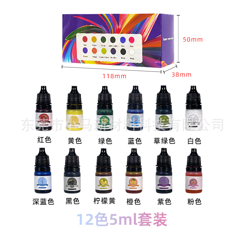 Pigmento Líquido para Resina Epoxi 24 Colores 5ml para Colorear Artesanías y Pegamento UV