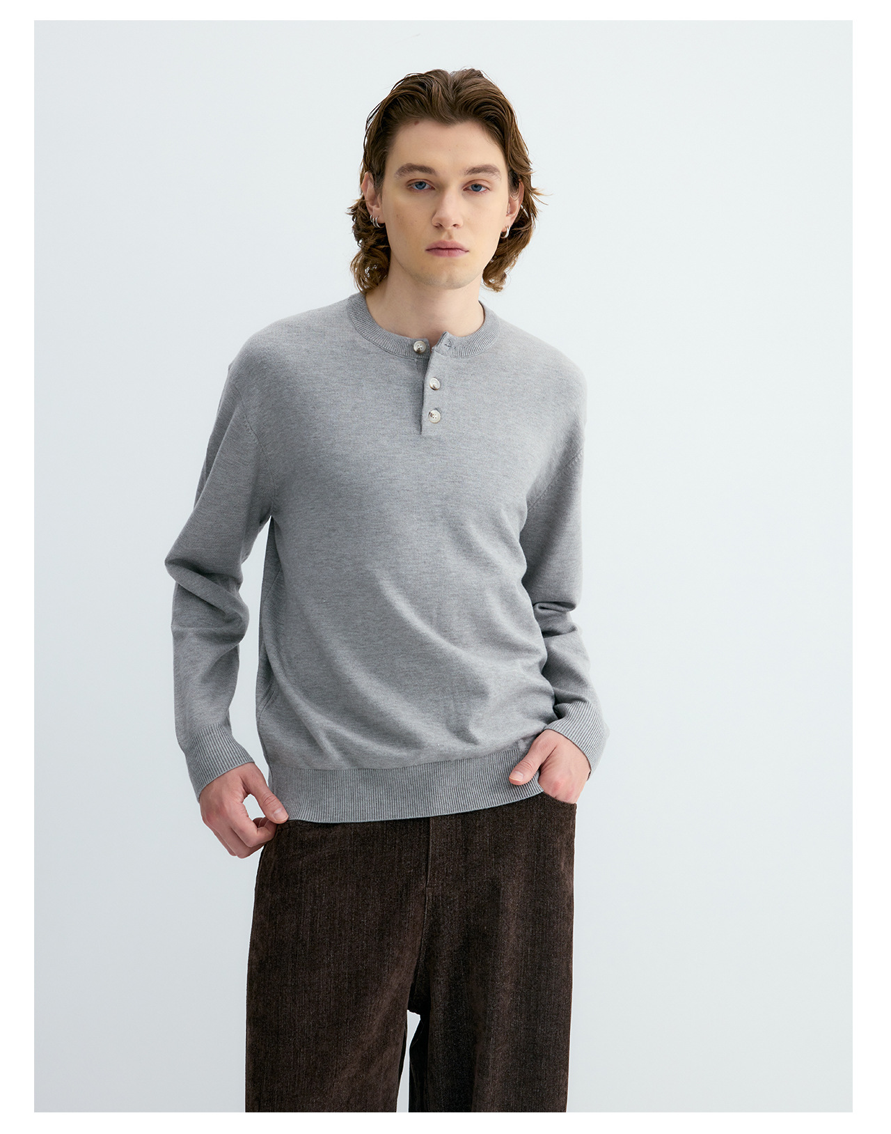 UNF 250g Henley Knit Sweater