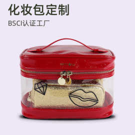 软皮手提pu水桶化妆包定制图片印logo大容量pvc洗漱包tpu收纳箱包