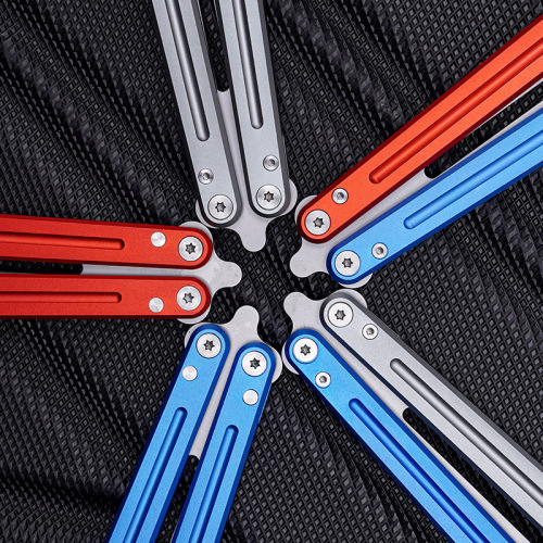 New Arrival Unsharpened Aluminum-Handle Training Folding Knife—Cultivation Game Practice Tool, Butterfly-Style Practice Blade—Wholesale