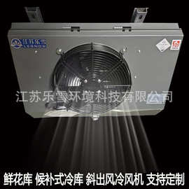 鲜花冷库蒸发器候补式冷库专用斜出风吊顶式冷风机隧道降温制冷机