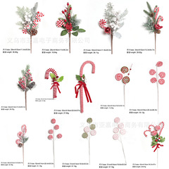 クリスマスツリーの花の枝クリスマスキャンディーのロリポップの松の枝の挿し木の装飾のシーンの配置は国境を越えてよく売れています。