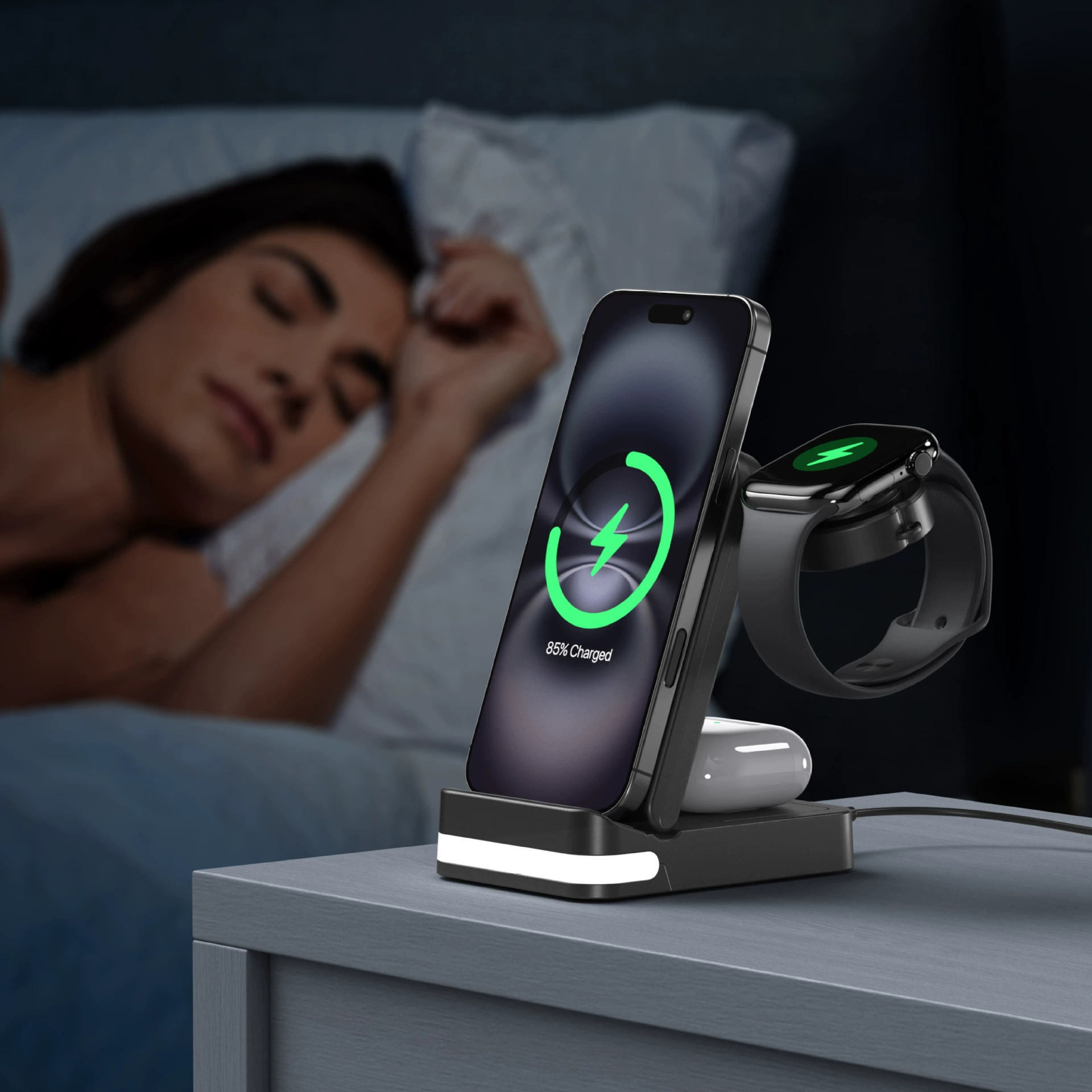 Huawei, Apple, Samsung, с синхронизацией с телефоном, совместимые часы, наушники, складная беспроводная зарядка, (торговля через границу), три в одном