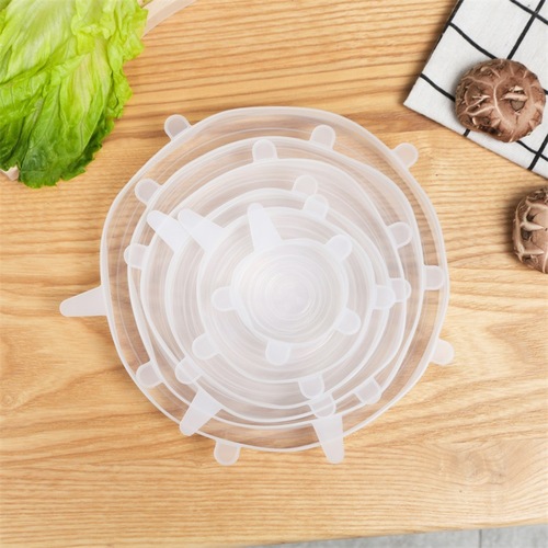 Silicone fresh-keeping cover 6-piece set, foldable stretch sealing plastic wrap, refrigerator and microwave oven sealing cover, food grade