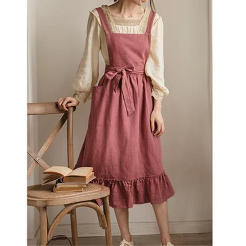 Cross-Border Trade Ins-Style Anti-Stain Cotton Sleeveless Korean-Style Kitchen Apron Housework Bib Apron Cotton Linen Work Clothes Ins Style Cross-Border Trade Ins-Style Anti-Stain Cotton Sleeveless Korean-Style Kitchen Apron Housework Bib Apron Cotton Linen Work Clothes Ins Style