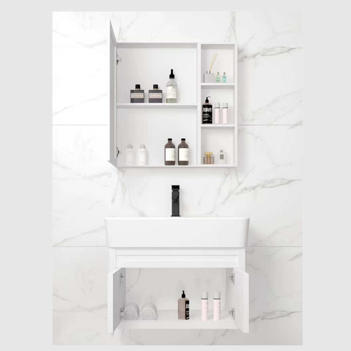 gabinete de baño de aluminio espacial grueso tipo casa pequeña tipo pared tipo lavabo gabinete combinado cerámico lavabo todo en uno lavabo lavabo