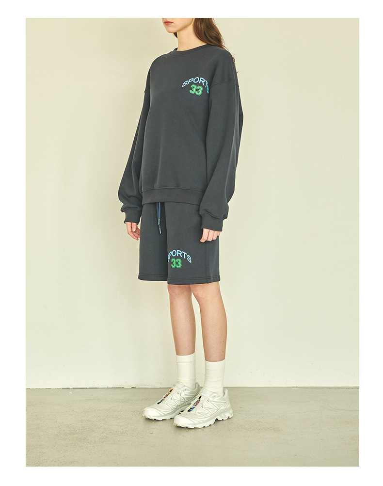 [Clearance Sale] 2025 Autumn Casual Sportswear Two-Piece Set: Printed Long-Sleeve Crew Neck Sweatshirt And Shorts_ecoleips.com