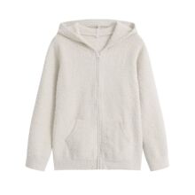 日式半边绒良品发热毛毛纱家居服女连帽开衫拉链睡衣保暖卫衣睡裤