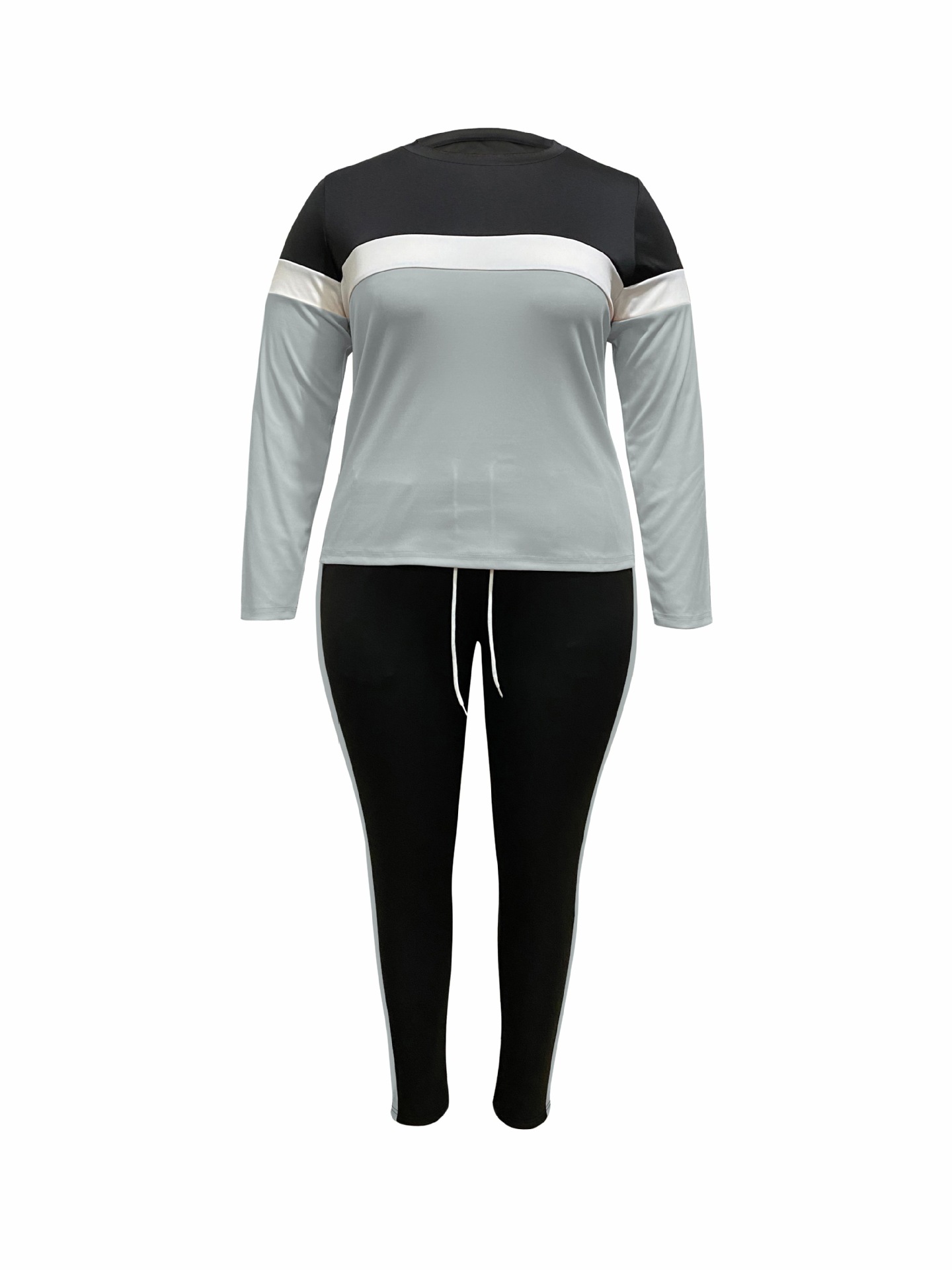 Damen Colour-block Lounge Set Mit Langarm T-shirt Und Jogger_voghion.com