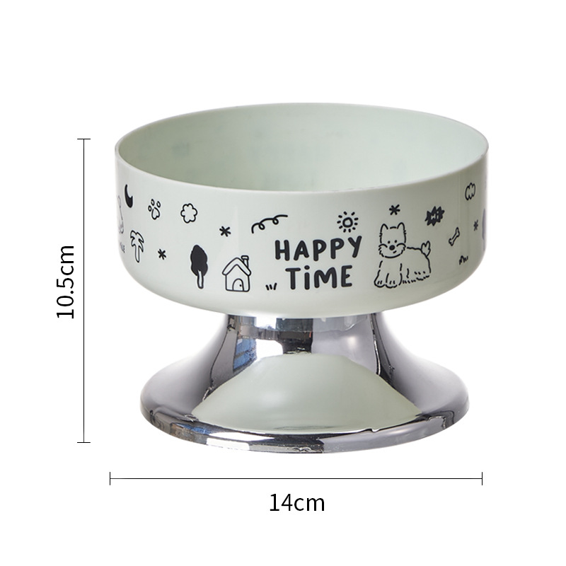 Tazón para gatos de acero inoxidable Tazón de pies altos para gatos Boca negra anti-derribear Tazón para perros Tazón para columna cervical anti-deslizante Tazón para mascotas de gran calibre