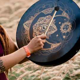 2025跨境新品眼睛鼓西伯利亚萨满鼓VEGAN SHAMAN DRUM节日手鼓